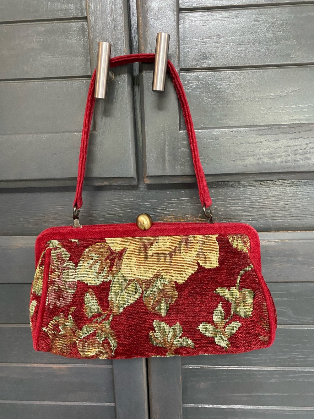 Le Chateau Red Tapestry Handbag